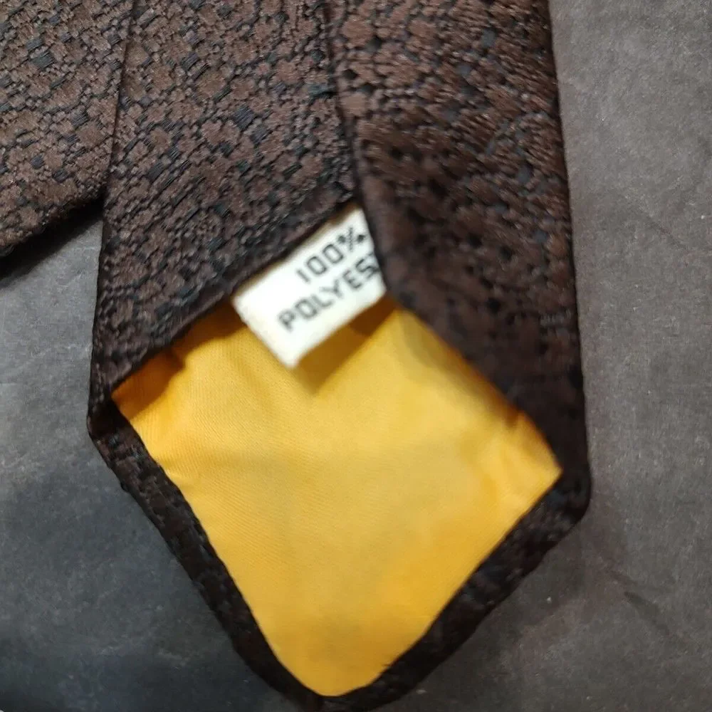 Sid Robbins VINTAGE MENS TIE BROWN GOLD‎ 57